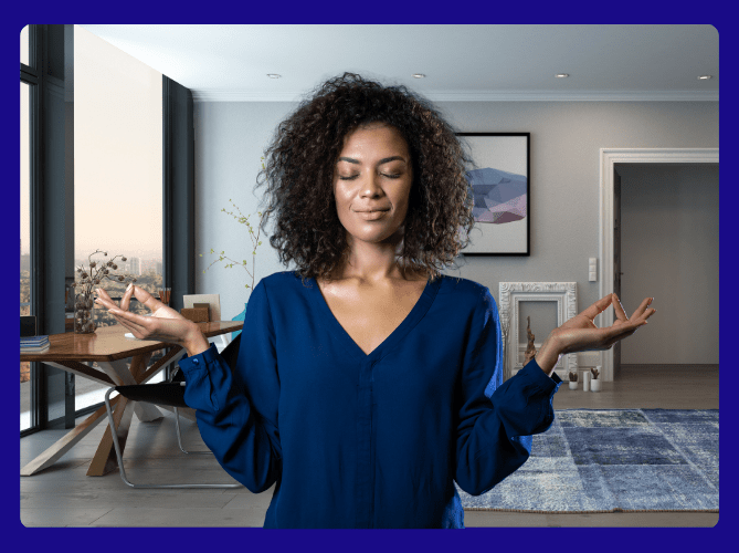 woman being calm during remote job