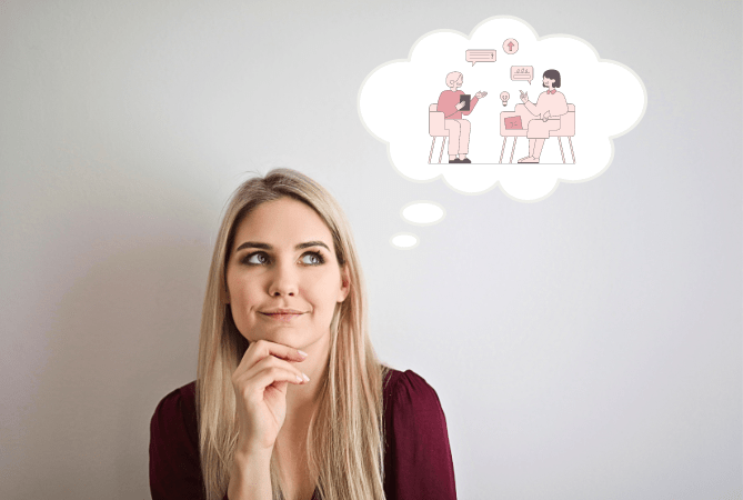 Woman thinking about job interview