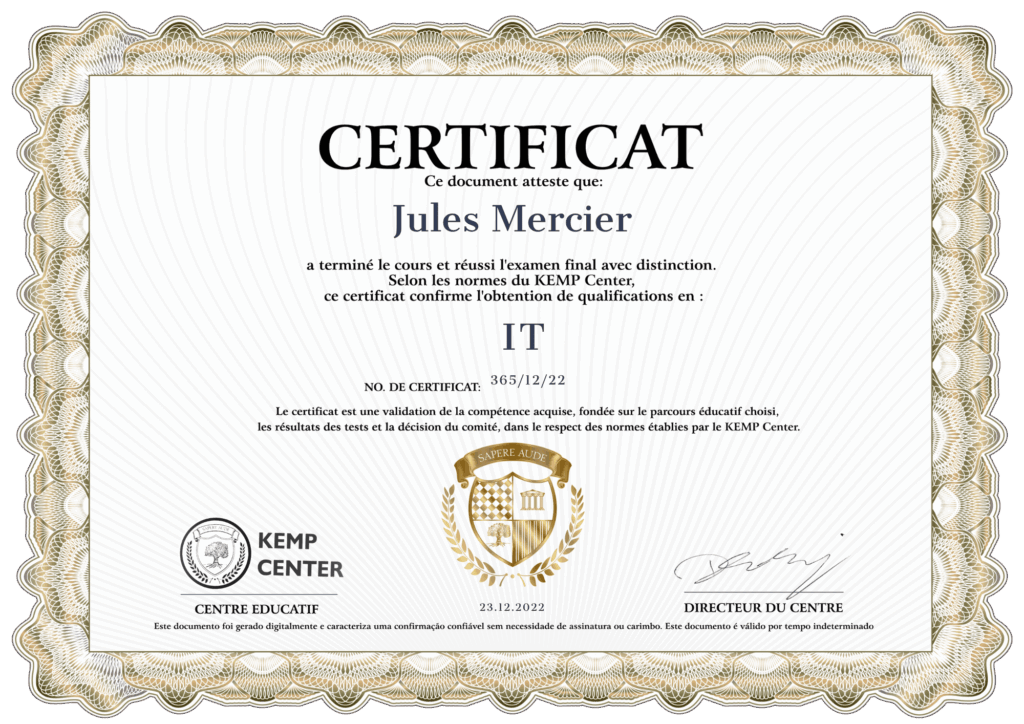 KEMP Center Certificates ENDEFRPL 2