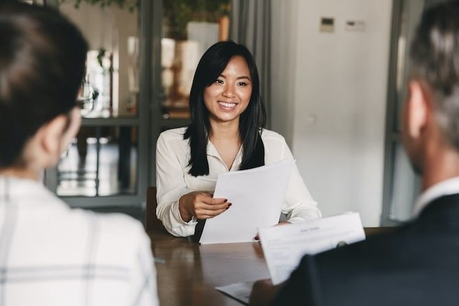 Woman during interview