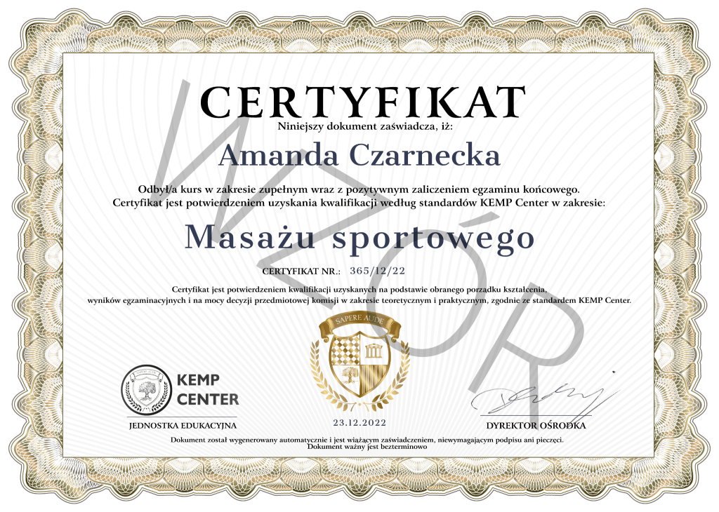 Certyfikat KEMP PL z obrazu 1
