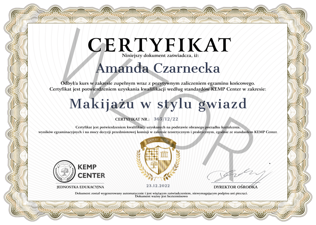 Certyfikat KEMP PL z obrazu 1 8