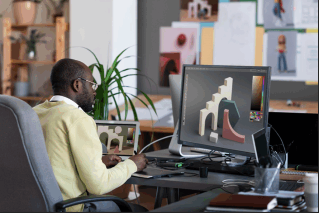 A man working on a design project