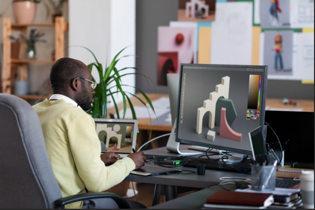 A man working on a design project