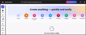 Adobe express homepage