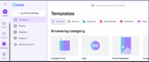 Canva homepage
