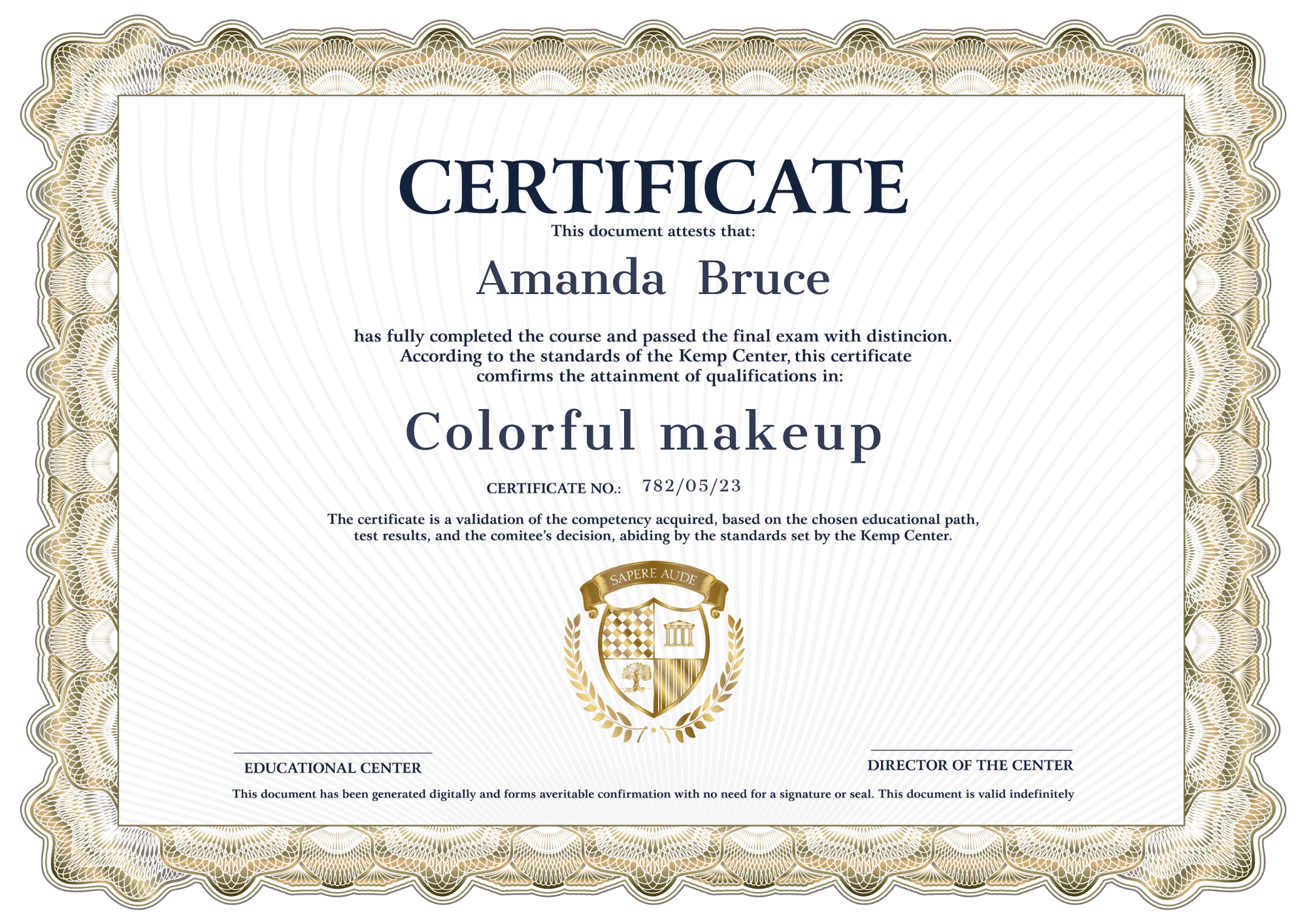 Certificat Maquillage coloré