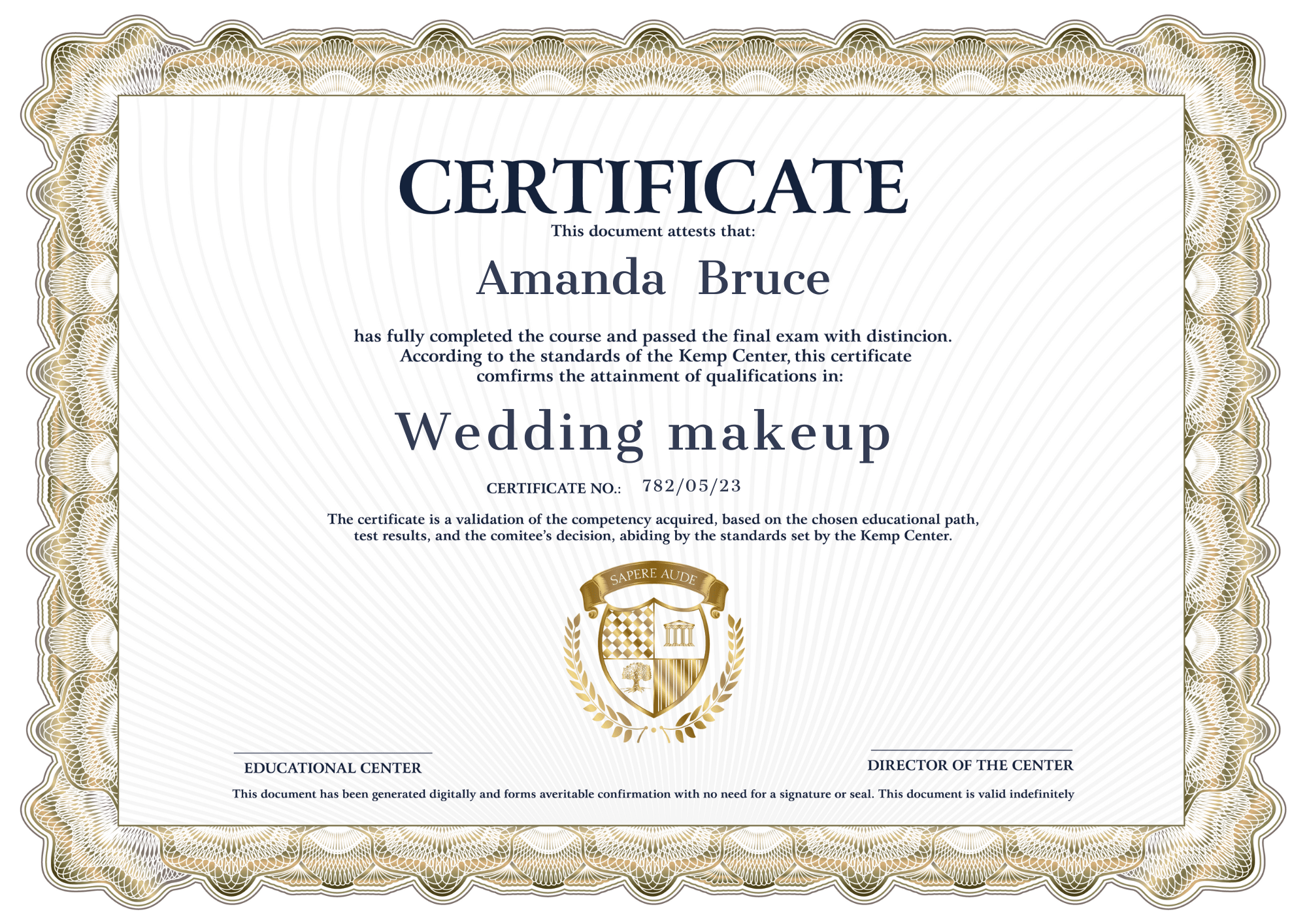 Zertifikat Hochzeitsschminke