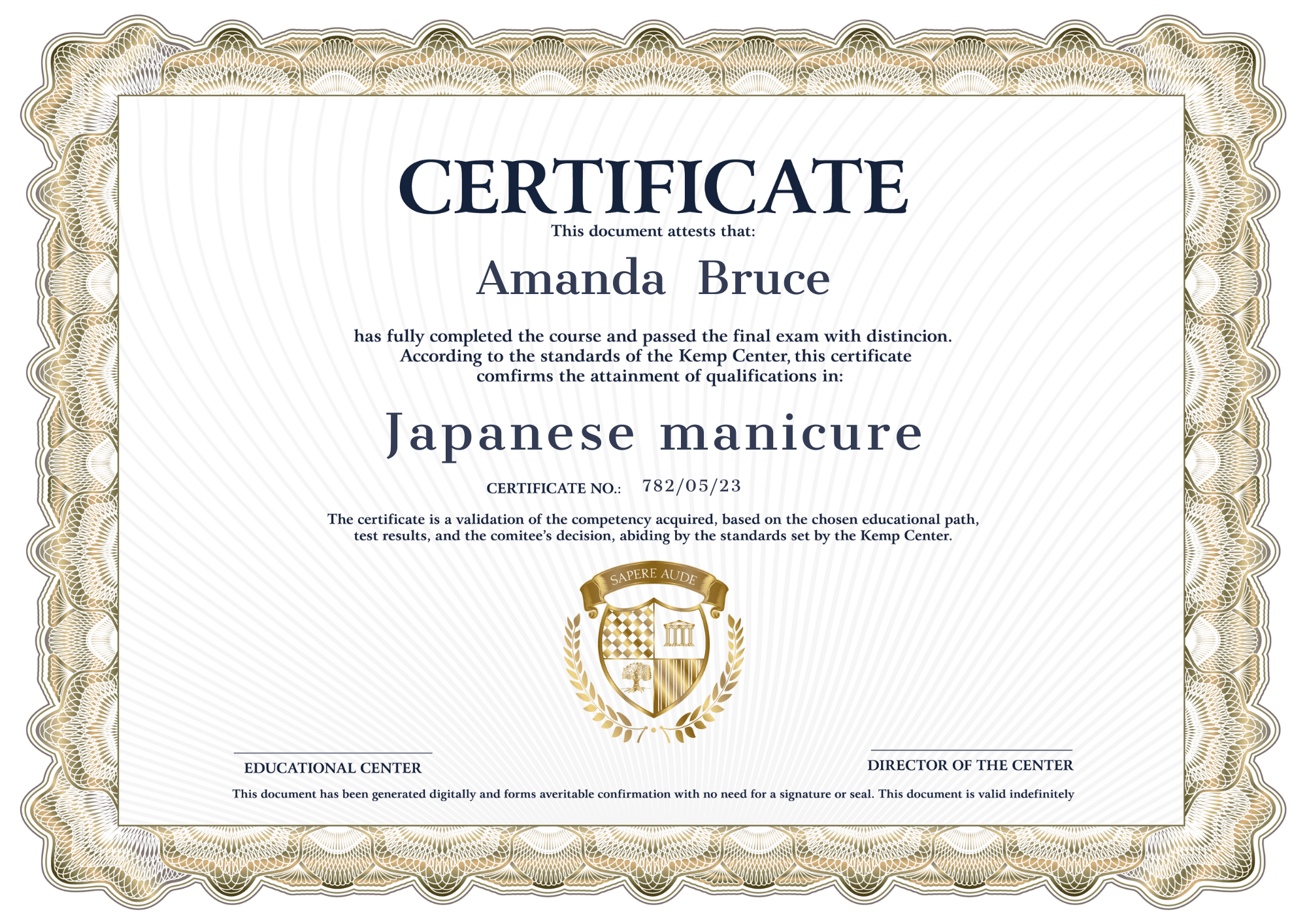 Certificate Japanese manicure