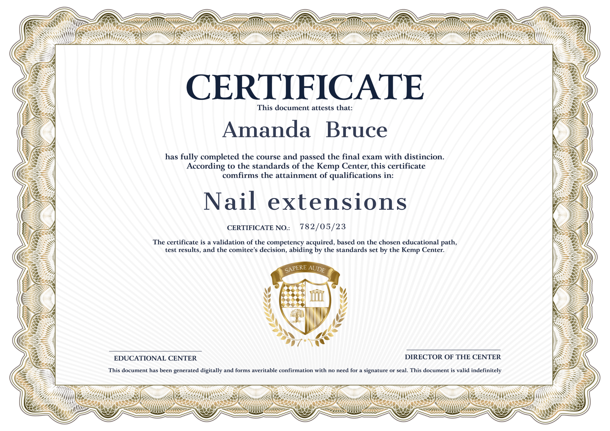 Certificat Extensions d'ongles