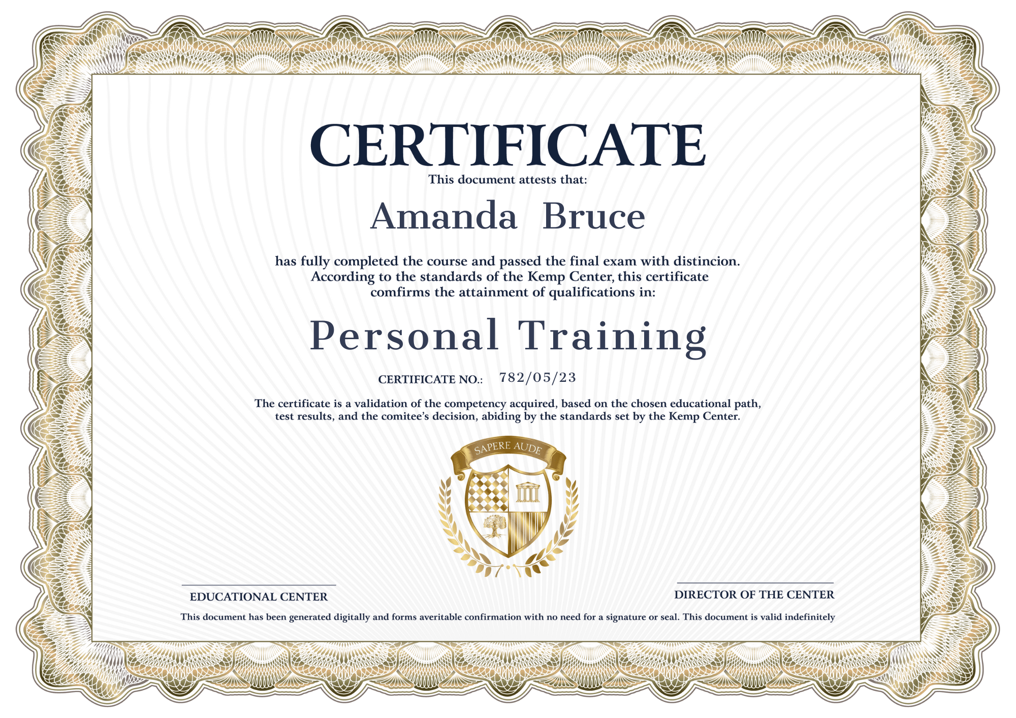Certificat Personal Trainer Certification