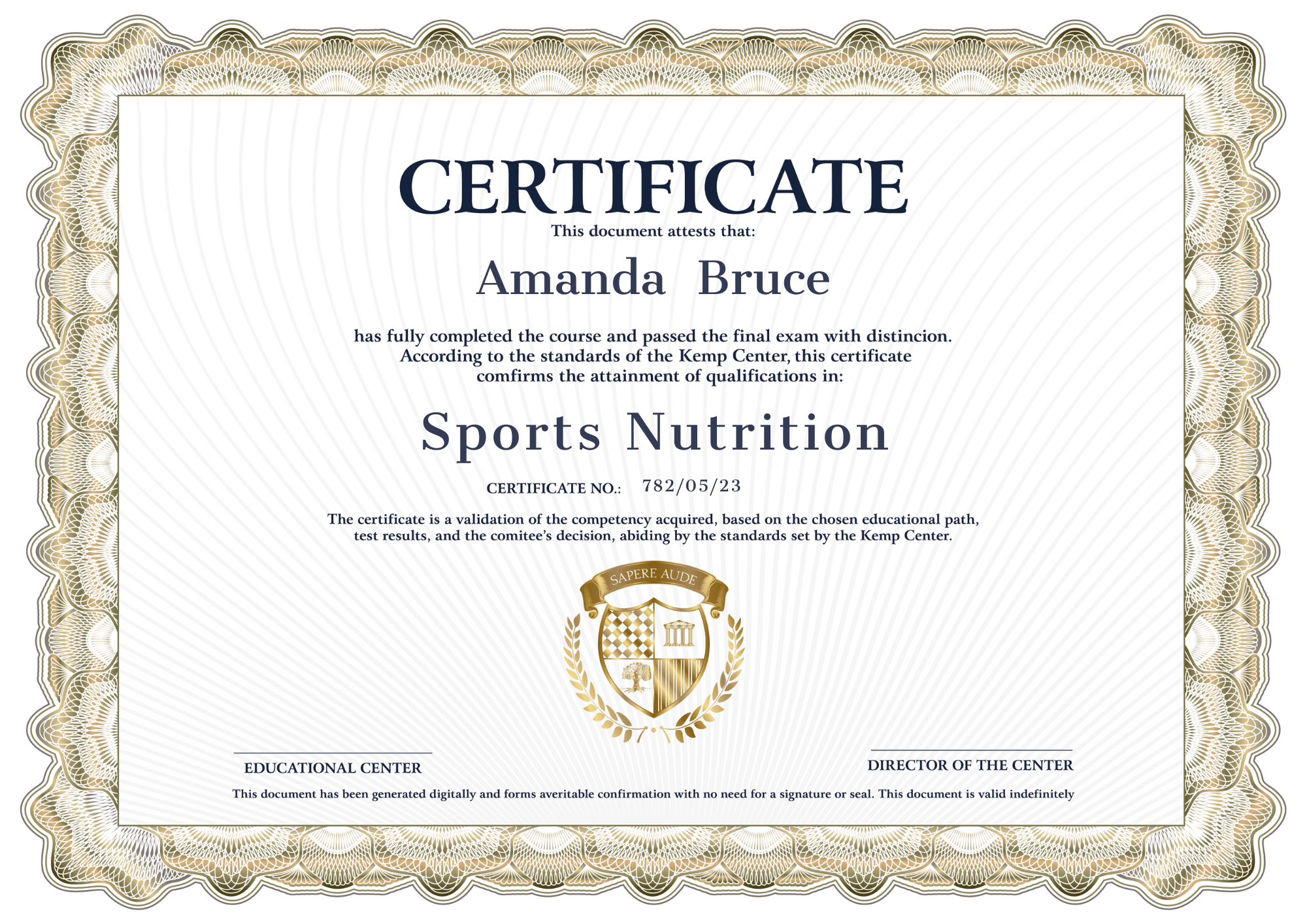 Zertifikat Sporternährung
