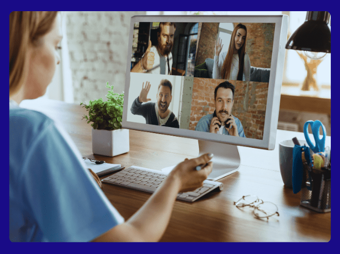 réunion d'affaires pendant le travail à distance