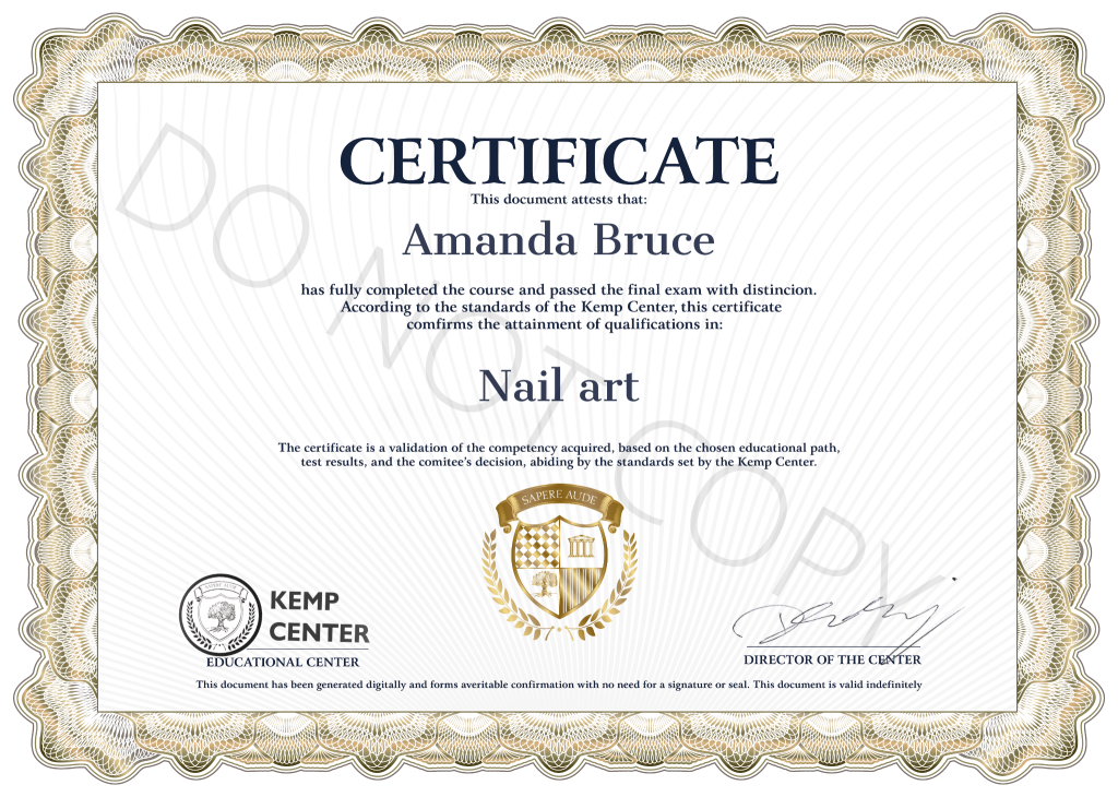 Nail class English Certificate